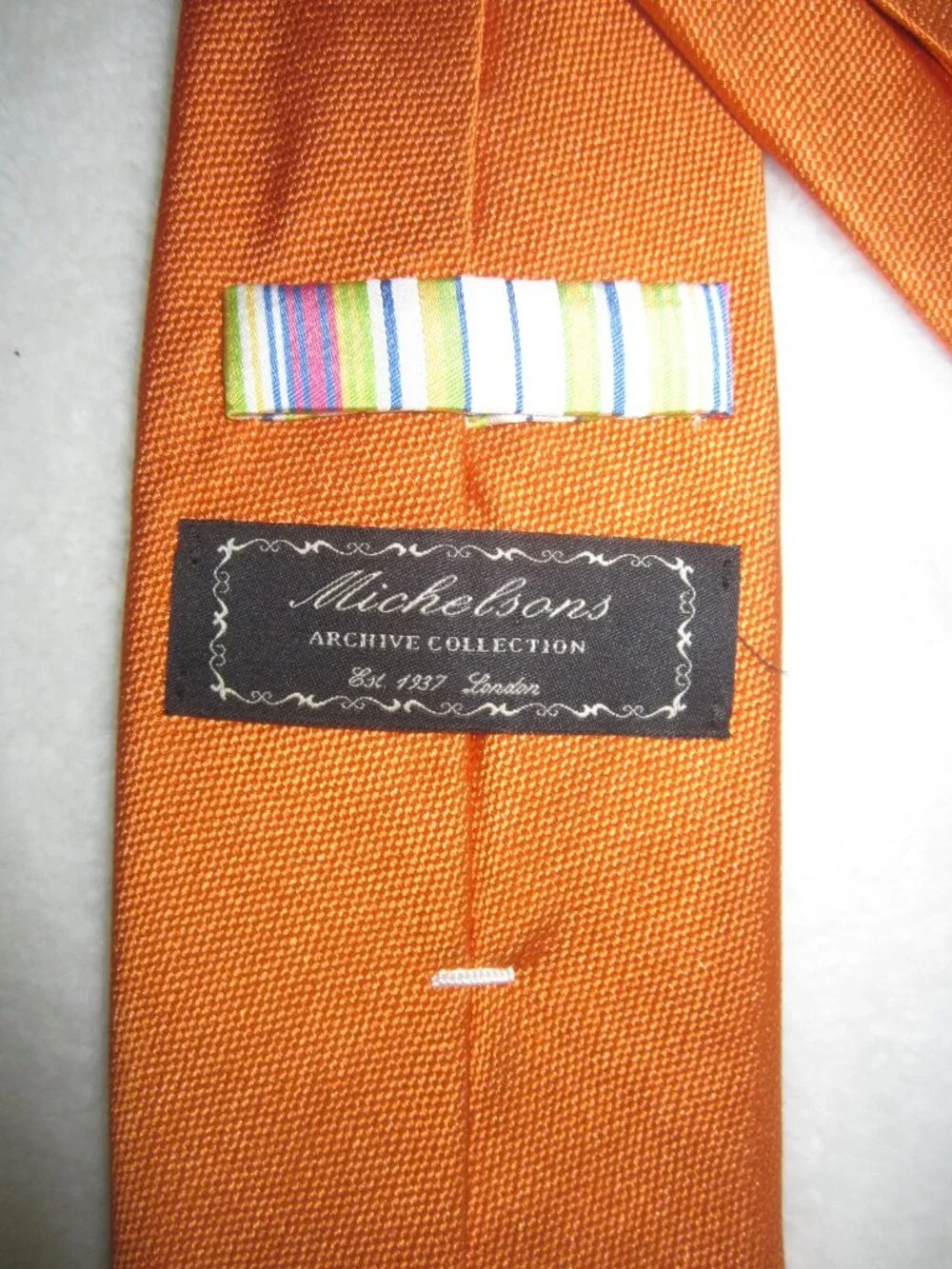 MICHELSONS Archive Collection Seven Fold Silk Tie Orange